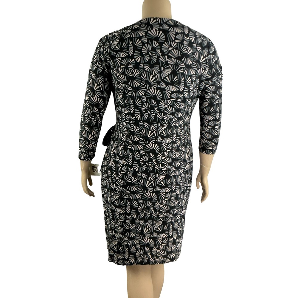 Anne Klein Faux Wrap Dress Black Gray Geometric Size XL - Picture 5 of 7